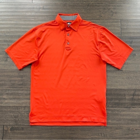 Footjoy FJ Golf Polo Shirt Mens M Orange - Picture 1 of 9